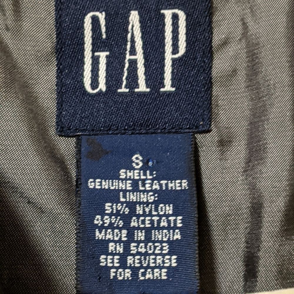 Gap black leather jacket Small button front flap pocket DIY Flying Monkeys Y2K - Picture 4 of 10